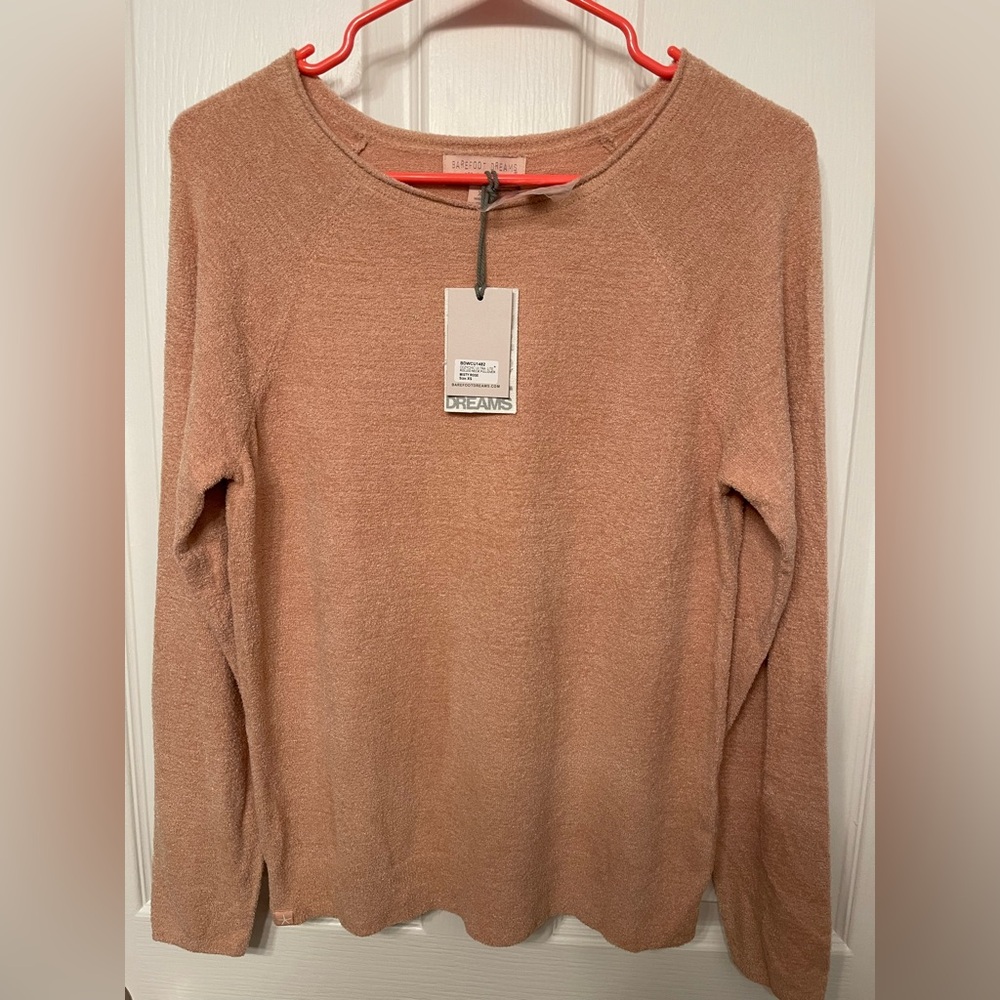 Barefoot Dreams CozyChic Ultra Lite Rolled Neck Pullover Misty Rose Sz. XS NWT